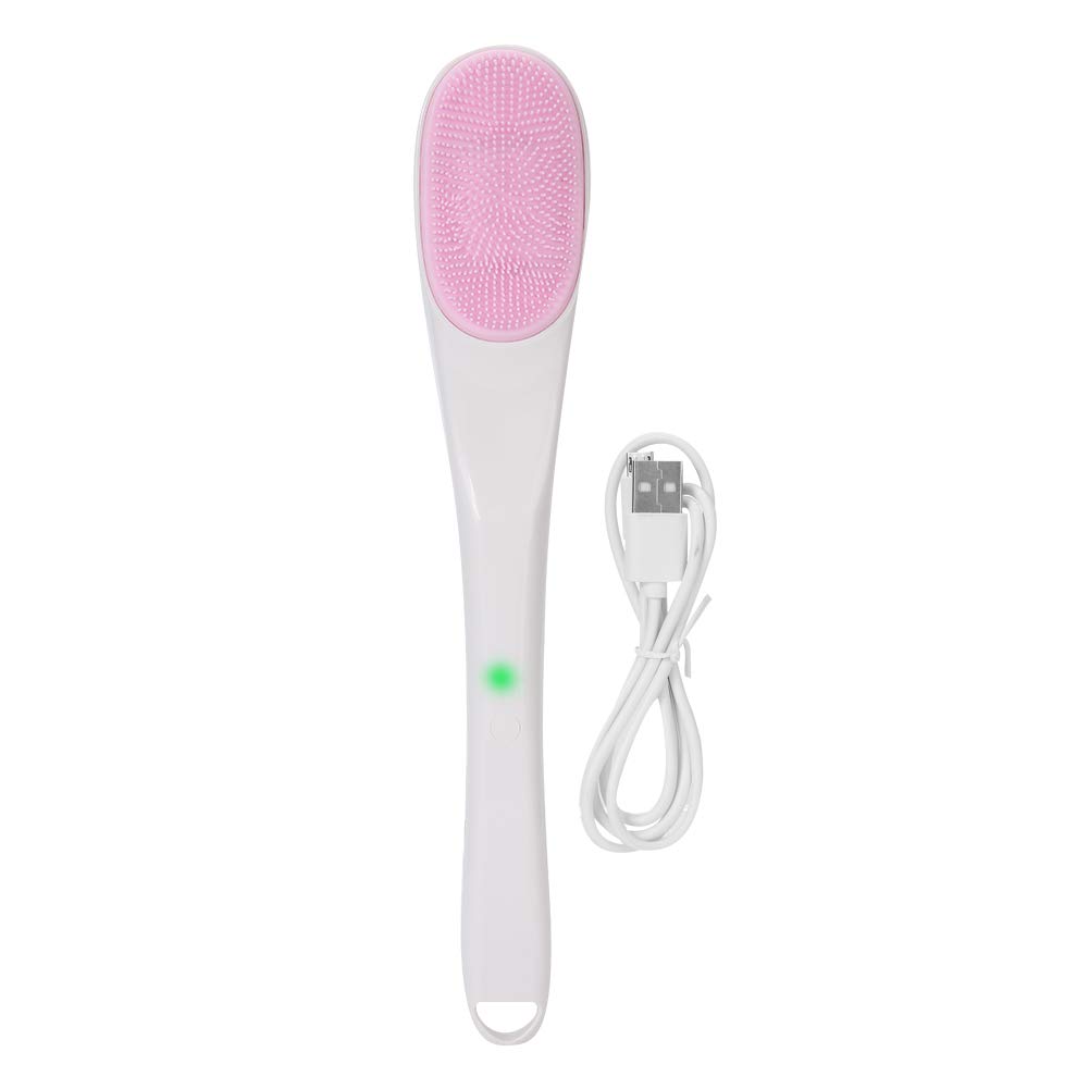 per spazzola per la pulizia del viso in silicone, modalità a tre marce, massaggio vibrante, manico lungo, design impermeabile, pulizia profonda, cura della pelle, uso