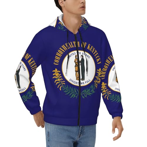 Sweat à capuche zippé Kentucky pour homme en polyester doux de taille S à 3XL