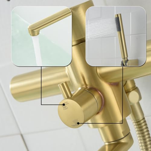 Robinet baignoire or brossé mitigeur monocommande avec bec de 22.5cm - 5