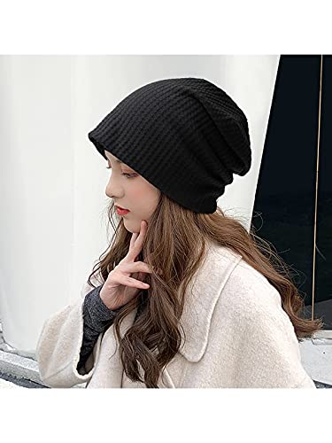 Century Star Slouchy Beanies For Women Baggy Skull Cap Soft Sleep Cap Hip-Hop Running Hat For Men Chemo Headwear Black One Size #TOP4