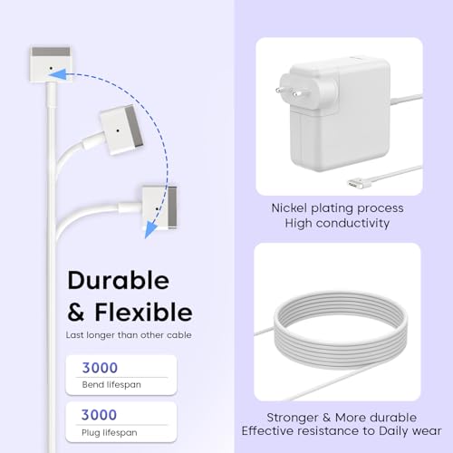 Image of Sounce 45W Replacement Charger for MacBook Air 11 Inch and 13 Inch Models 2012 2013 2014 2015 2017 T Tip Power Adapter Compatible with A1435 A1436 A1465 A1466 Safe Fast Charging Reliable Power (White)