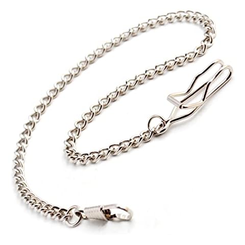 Taschenuhrkette, Taschenuhr Kette mit 2 Haken, Weste Kette, Uhr Kette Link für Kleidung Handtasche, Uhrenkette Klassisch Taschenuhr Zubehör, Kreative Geschenke für Männer, Schwarz (Silber) Cover