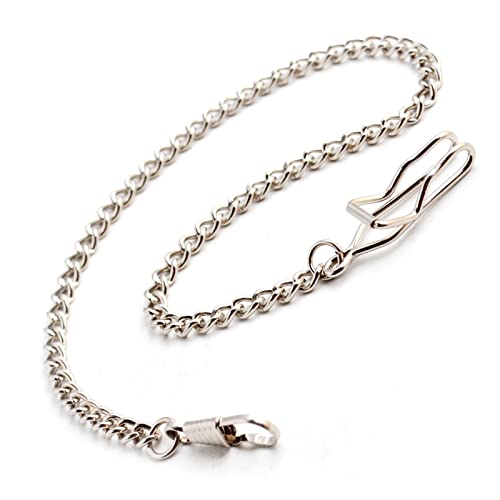 Taschenuhrkette, Taschenuhr Kette mit 2 Haken, Weste Kette, Uhr Kette Link für Kleidung Handtasche, Uhrenkette Klassisch Taschenuhr Zubehör, Kreative Geschenke für Männer, Schwarz (Silber) Cover