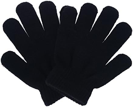 Pinksee Kids Boys Girls Winter Warm Stretchy Knitted Magic Gloves Black