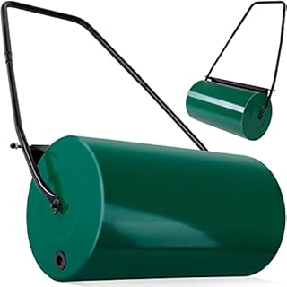 HYGRAD BUILT TO SURVIVE 48L Heavy Duty Garden Lawn Roller Sand Water Filled Barrel Metal Drum For Grass Seed with Removable Drain Plug, Scraper Bar, Heavy Duty Metal Lawn Push Rolling Tool Leveller
