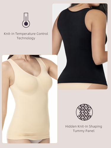 Shapewear Tank Tops for Women-Tummy&Waist Control Compression Camisole Slimming Seamless V-Neck Body Shaper Vest4