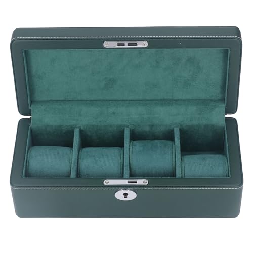 Boîte de montre 4 fentes en microfibre vert Jeffergarden de luxe - 3