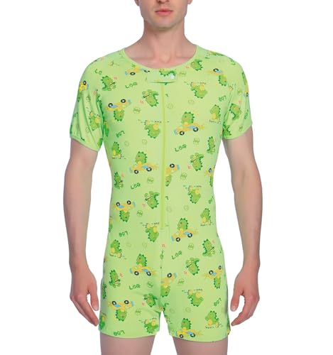 Mameluco de pijama de manga corta para hombre mono de una pieza estampado 2