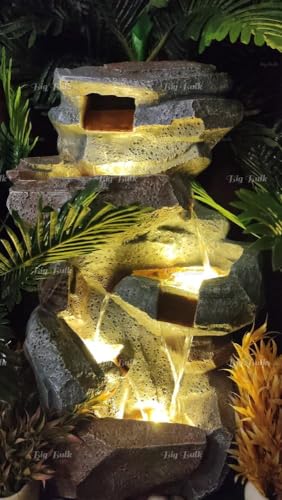 Image of 5 Steps 5 Layer Stone Look Fiber Fountain for Home Decor /Living Room /Hall /Office /Garden /Puja Room Indoor Outdoor Fountain (55L x 41W x 101H)