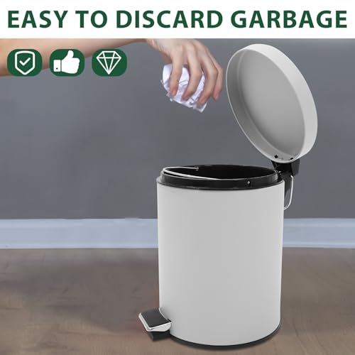 Caneca de basura con pedal 5L gris mate con tapa miniatura 6