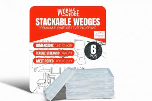 Image of Wobble Wedges Flexible Plastic Shims Multi-Purpose Leveling Shims for Furniture, Tables, Appliances, Toilets Made in USA Wedges for Uneven Surfaces, Adjustable Stabilizers (Clear, 6-Pack)