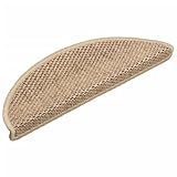 vidaXL Tapis d'Escalier Autocollants 15 pcs, Protections d'Escalier Antidérapantes, Moquettes de Marches Insonorisantes, 56x17x3 cm Sable