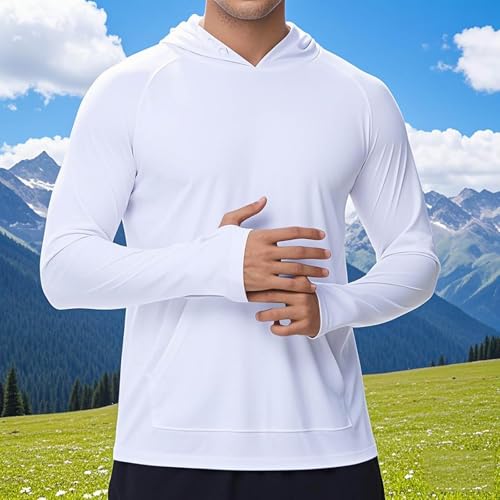 Sun Shirt with Mask UPF 50+ Men's Fishing Long Sleeve Hooded Rash Guard Hiking Running UV Protection Cooling Hoodies3
