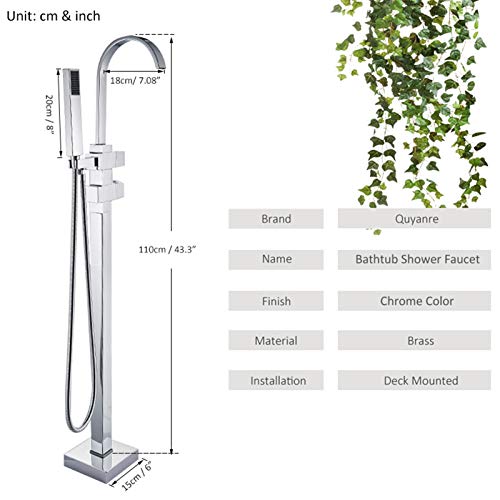 Robinet de douche thermostatique chromé au sol pour baignoire design - 3