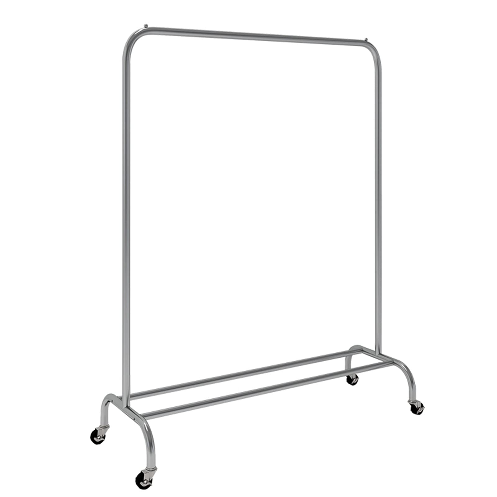 SaryEdge Coat Racks Coat Rack with Wheels Stainless Steel Garment Rack Simple Clothes Rail Clothing Display Stand Rolling Clothes Pole for Home Retail Stores Hanger,Silver-100X40X155Cm