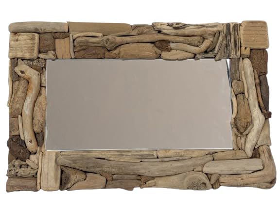 Miroir rectangulaire bois flotté pour créer une ambiance bord de mer dans l'entrée