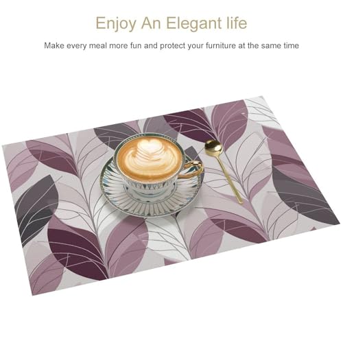 Sets de table en PVC lavables de qualité supérieure motif violet et blanc géométrique chic