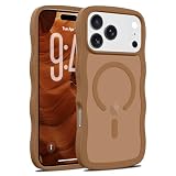 Lafunda iPhone 17 Pro 用 ケース MagSafe対応 ウェーブ 滑り止め 半透明 マグネットカバー かわいい おしゃれ 耐衝撃 薄型 軽量 ワイヤレス充電 アイフォン 17 Pro 用 スマホケース (ブラウン）