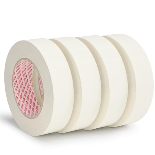 Image of SWRT Masking Tape 1 Inch x 55 Yards - 4 Rolls (220 Yards Total), Strong Adhesive, Easy Tear, Clean Removal Painter's Tape for Painting, Labeling, Crafts, Home & Office, White
