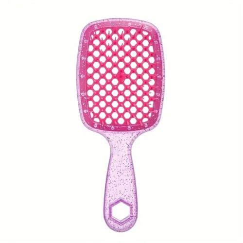 Cepillo desenredante todo en uno: cerdas flexibles, liberación suave de enredos y dientes de peine huecos para un cuidado del cabello seco y húmedo sin esfuerzo (rosa francesa)