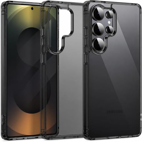 Image of VONZEE Compatible with Samsung Galaxy S25 Ultra 5G Back Cover Case Clear,[ Anti Yellow ][Military Grade Protection] Hard PC Back Cover Transparent-Black