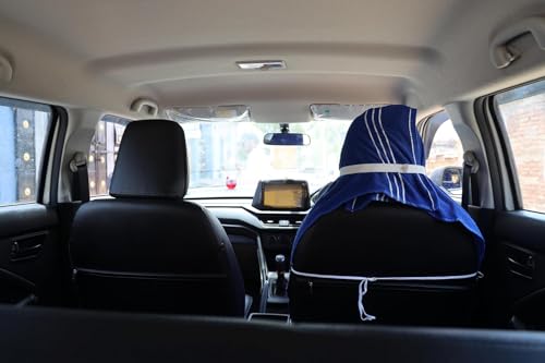 Image of Car Seat Cover, Towel Fabric, Elastic Fitting, Front Seat, Universal Fit for All Models, Pack of 2 (Blue)