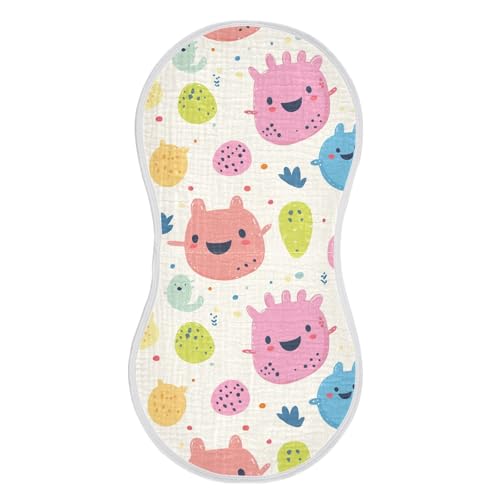 Cute Cartoon Monsters Cotton burping Cloth Soft and Absorbent Milk Spit Up Cloth for Set of 2, 22x11in2