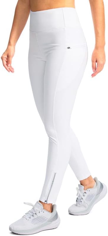 SANTINY Women's Fleece Lined Winter Leggings Water Resistant High Waisted Thermal Hiking Running Warm Pants Women Pockets(White_XXL) - Image 2