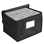 bruwaa 7-inch Vinyl Record Storage Box，Record Storage Case with Lid & Handles, Stackable & Collapsible Records Crate Holds up to 60 LP Records, Organizer for Valuable Albums, CDs - Black