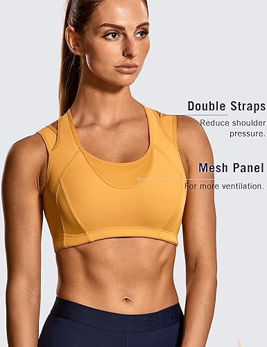 Image of SYROKAN Sports Bras for Women High Support Mesh Full Coverage Racerback Wireless No Bounce Running Bras