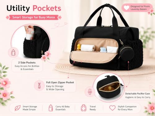 Image of Baby Diaper Bag | Diaper Bag for Mothers For Travel | Baby Bags For Mothers Carry | Baby Diaper Bag For Mother For Travelling |Quilted Lugguage Nappy Handbags
