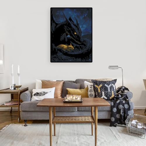 Image of Dargon Stamped Cross Stitch Kits - Needlepoint Counted Cross Stitch Kits for Beginner Adult Crossstitching Printed Dimensions Patterns Stitch Embroidery Kits Arts and Crafts (11CT Without Frame)