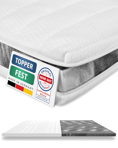 AM Qualitätsmatratzen Sobrecolchon 140x190 cm Firme - Topper Made in Germany - Topper colchón con certificación Oeko Tex 140x190 H4 / H3 para Cama Box Spring - sobre colchon Firme 140x190 cm
