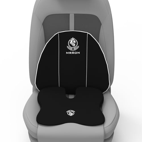 Image of MRRON Car Comfort Combo | Memory Foam Backrest & Wedge Seat Cushion Combo of 2 | Orthopedic Support for Back, Tailbone, Sciatica | Ergonomic Comfort for Car, Office| Posture Correction | Universal Fit