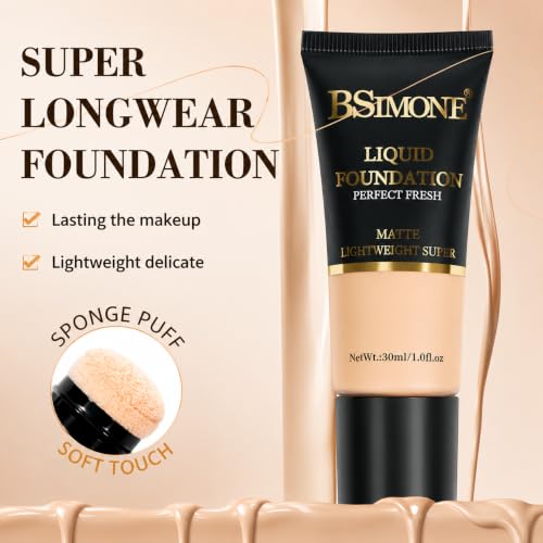 Image of Foundation Liquid Concealer Long-Lasting Non-Smudge, Moisturizing Foundation Waterproof Sweat-Proof Dry Skin Non-Caking, Compact Portable, Travel Outdoor Makeup Touch-Up, Suitable for Summer Sweaty, 30ml FAIR