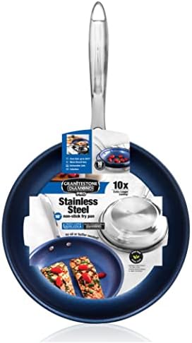 Granitestone 10 Inch Non Stick Frying Pans Nonstick Skillet Pan with Diamond Coating, Nonstick Frying Pan, Stainless Steel Pan for Cooking, Induction Pan, Stay Cool Handle, Oven/Dishwasher Safe, Blue