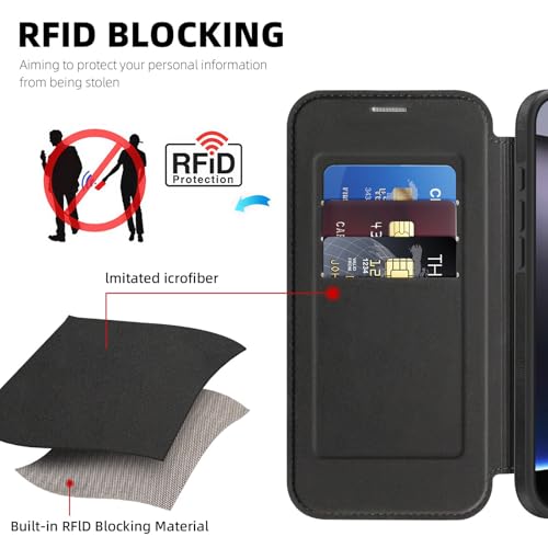 Étui cuir iPhone 14 Pro MagSafe clapet élégant protection - 4