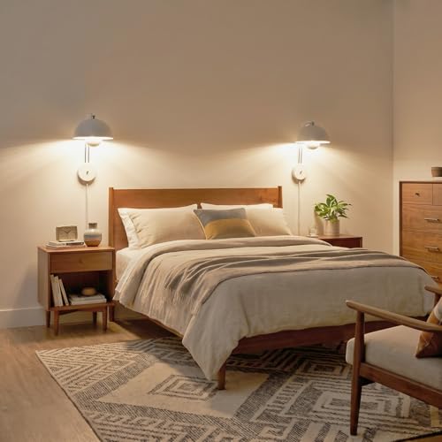 Image of Mid-Century Modern Bud Plug in Wall Sconces for Bedroom, Matte White