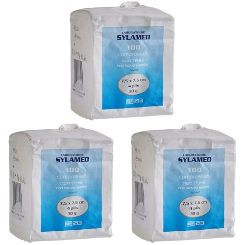 Sylamed 100 Compresses Non Stériles/Non Tissée 7,5 x 7,5 cm (Lot de 3)