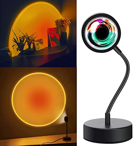 Sunset Lamp, FEEERMY Sunset Light Projector Atmosphere Lamp, 360degree Sunset Projection Lamp Dimmable LED Night Light Projector for Kids Bedroom/Room Decor/Arts/ Photography