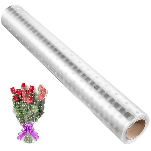 Papel Celofan Transparente，40 cm x 30 m Para envases de cestas de regalo Papel de regalo celofán decorado，para Envolver Regalos Flores Frutas Merienda (Lunares)