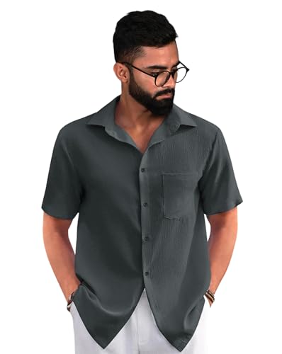 Image of Tee Projekt Solid Shirt for Men's ||Pop corn Shirt|| Solid Shirt for Men's|| Casual Shirt for Men||Half Sleeve Spread Collar Shirt for Men