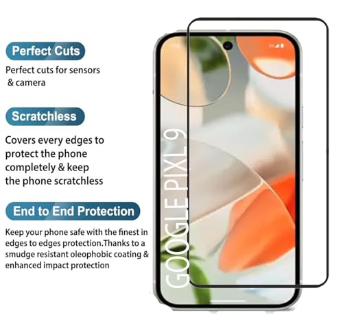 Image of DD SON Edge to Edge Tempered Glass for Google Pixel 9 5G and Google Pixel 9 Pro 5G (6.3 Inch) with Easy Self Installation Kit | Black