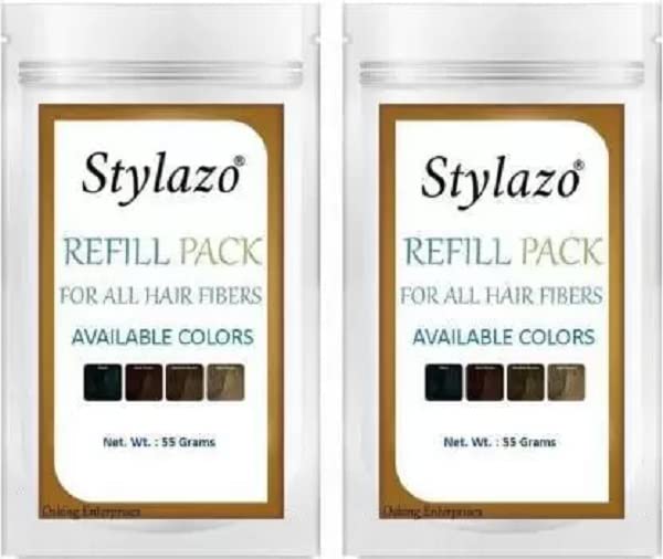 Stylazo Hair Building Fiber Refill Pack (55g Black) Pack of 2