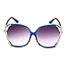 HOHAUSA Retro Fashion Oversized UV400 Sunglasses for Women UV Protection (Blue Frame)