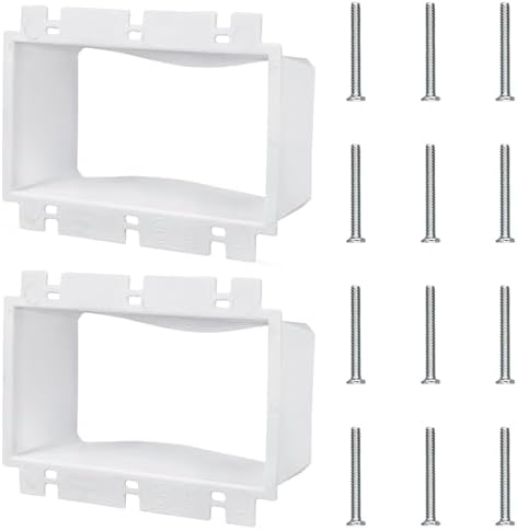 2pcs BE3-2 Electrical Outlet Box Extenders, (3-Gang) Electrical Box Extension with 12pcs Screws Receptacle Power Switch Accessories (White)