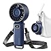Diveblues Ventilador de Mano Turbo Portátil, 100 Velocidad, Flujo de Aire Potente de 7,4 m/s, Mini Ventilador Plegable 180° 4-en-1 para Mano, Cuello o Mesa, Recargable para Verano, Viajes y Exterior