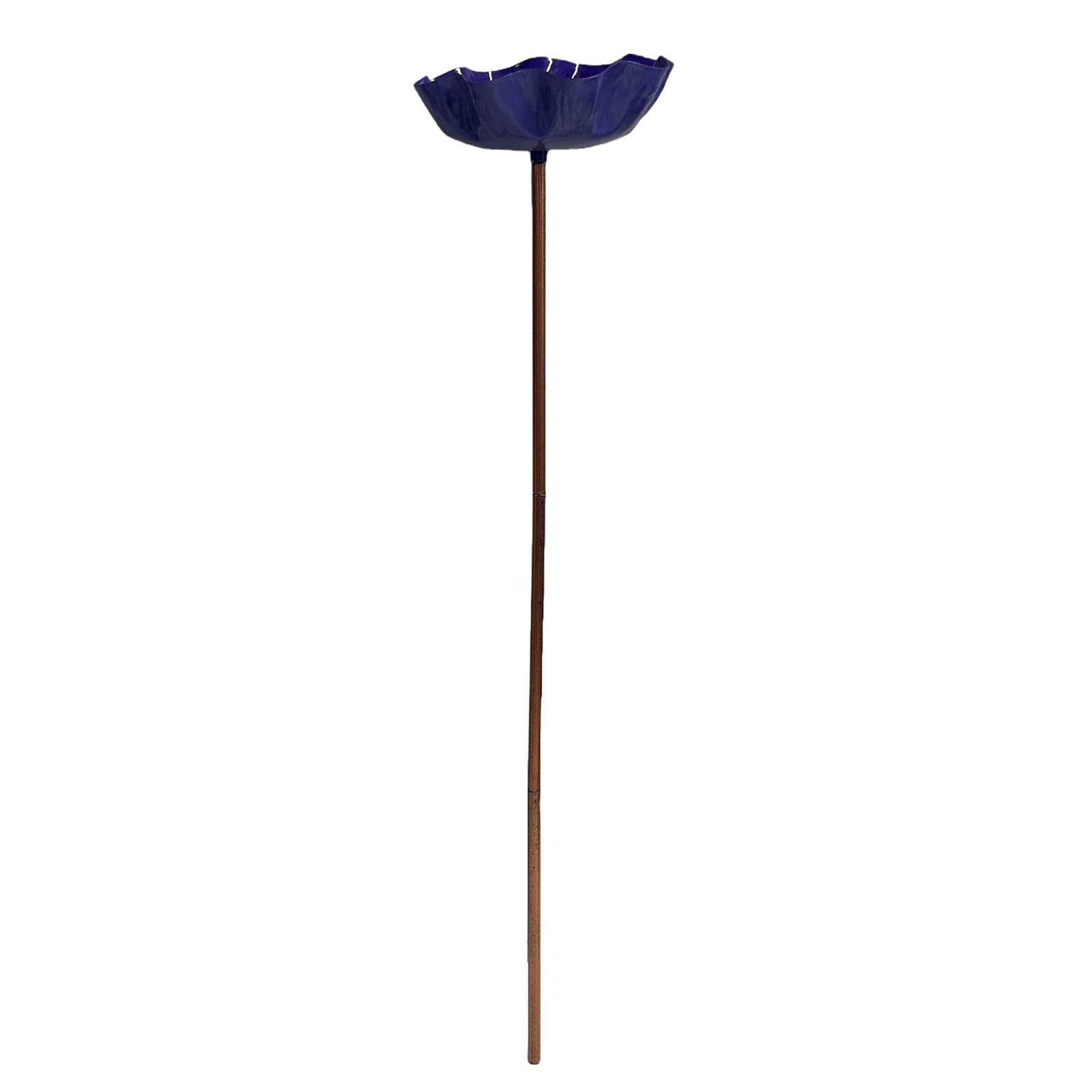 HTU Poidełko dla ptaków do ogrodu, karmnik z miską, ręcznie metalowa stawka z kwiatami, na zewnątrz, patio, Yard-Blue-1szt