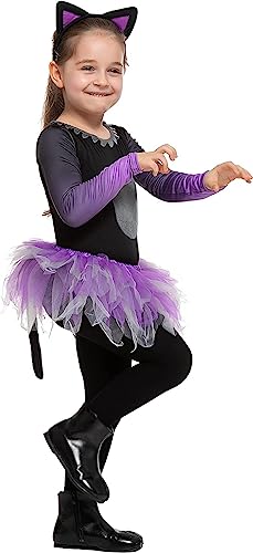 Spooktacular Creations Child Girl Tutu Cat Skirt, Toddlers Combined Animal Costume for Kids Halloween Dress Up Party - Image 5