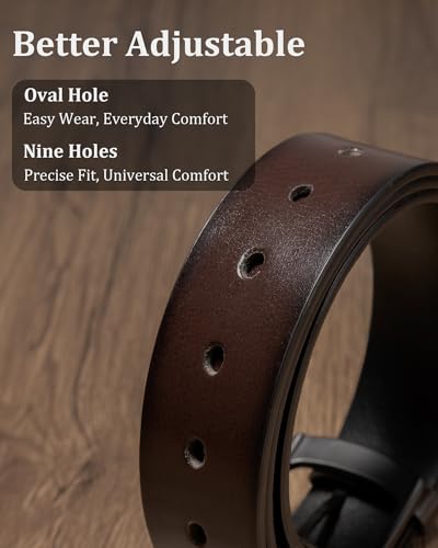 Image of maikun Mens Casual Dress Belt, Mens Leather Black Belt, Casual Wear Jeans Pants